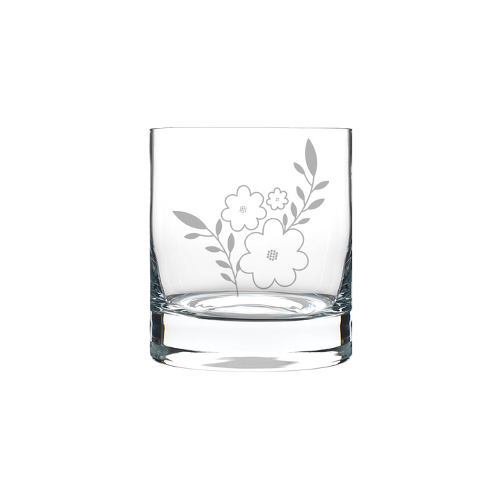 Verre gravé - Trio de fleurs