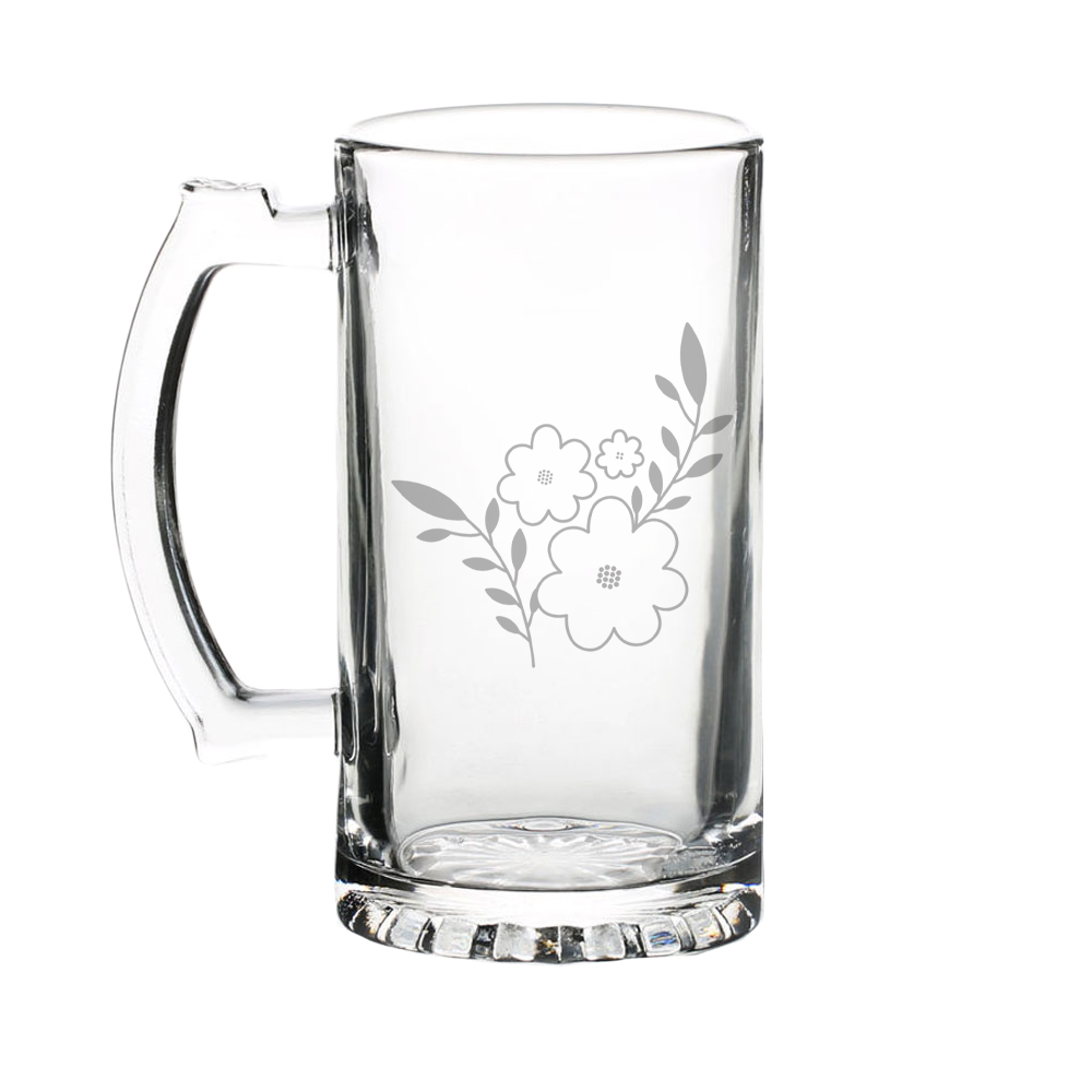 Verre gravé - Trio de fleurs