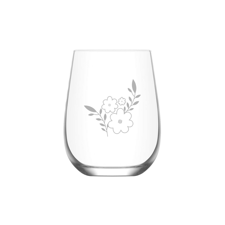 Verre gravé - Trio de fleurs