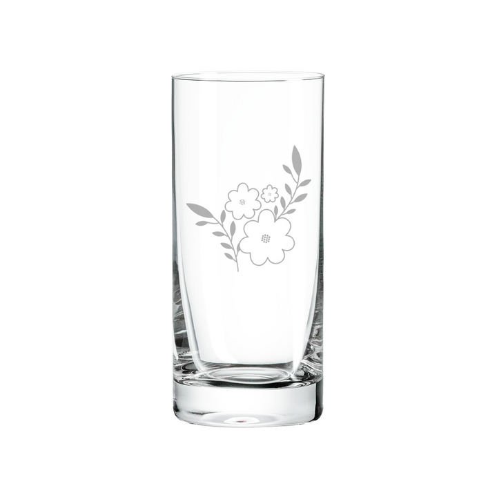 Verre gravé - Trio de fleurs