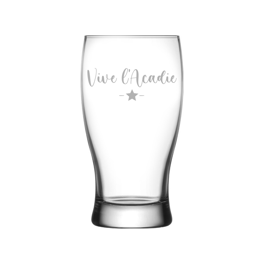 Verre gravé - Vive l'Acadie