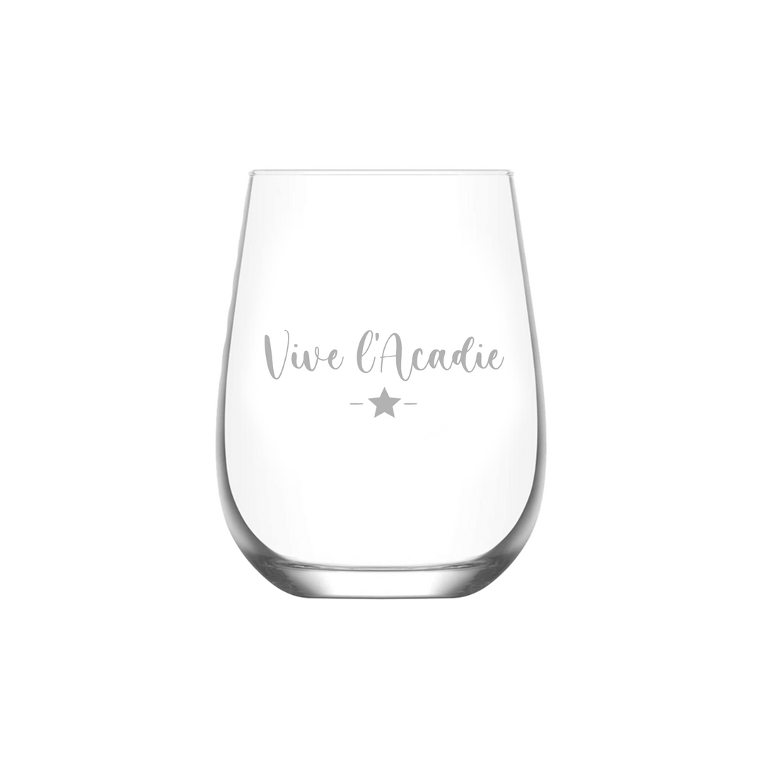 Verre gravé - Vive l'Acadie