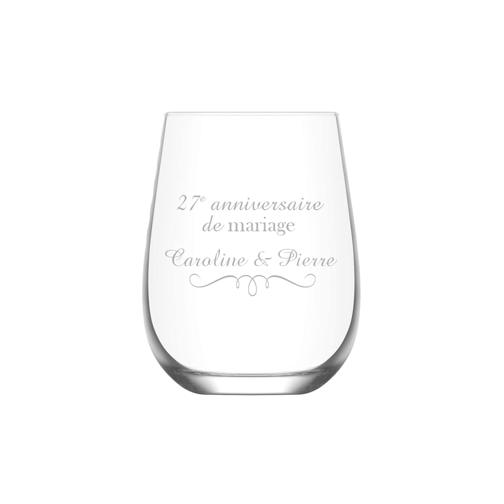 Verre gravé - Anniversaire de mariage