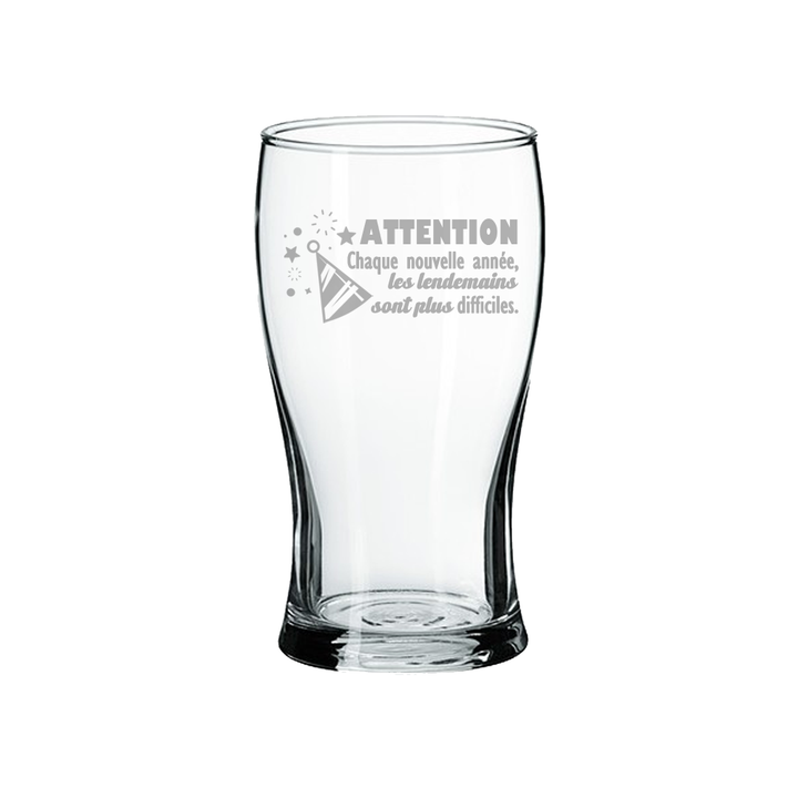 Verre gravé - Attention chaque nouvelle année