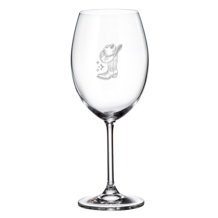 Verre Gravé - Botte et chapeau de cowboy