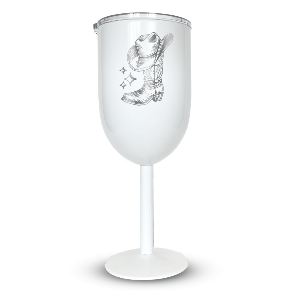 Verre Gravé - Botte et chapeau de cowboy