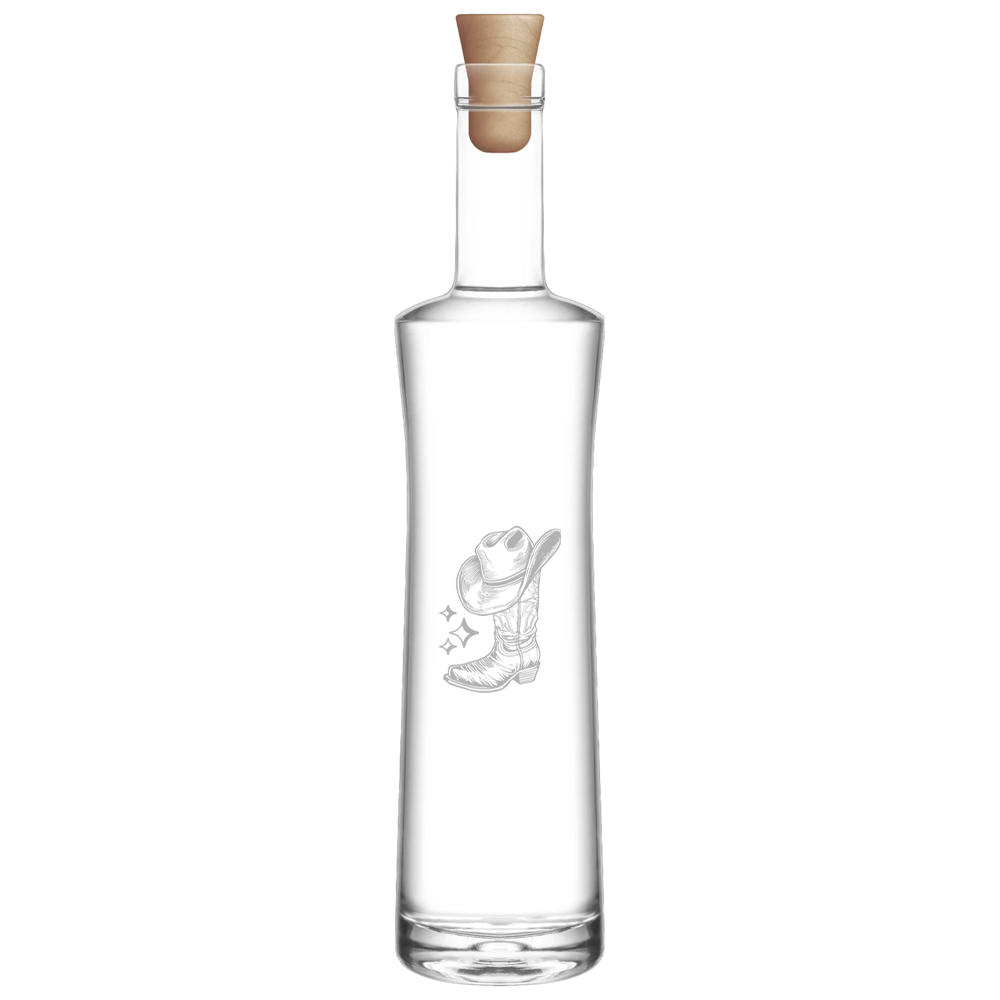 Verre Gravé - Botte et chapeau de cowboy