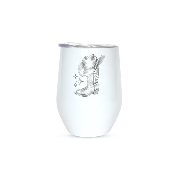 Verre Gravé - Botte et chapeau de cowboy