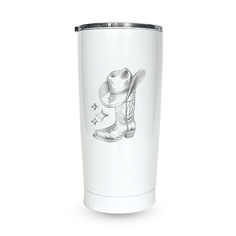 Verre Gravé - Botte et chapeau de cowboy