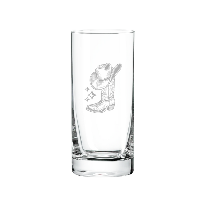 Verre Gravé - Botte et chapeau de cowboy