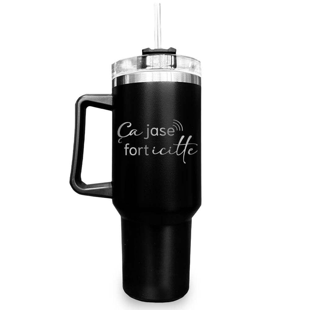 Verre gravé - Ça jase fort icitte