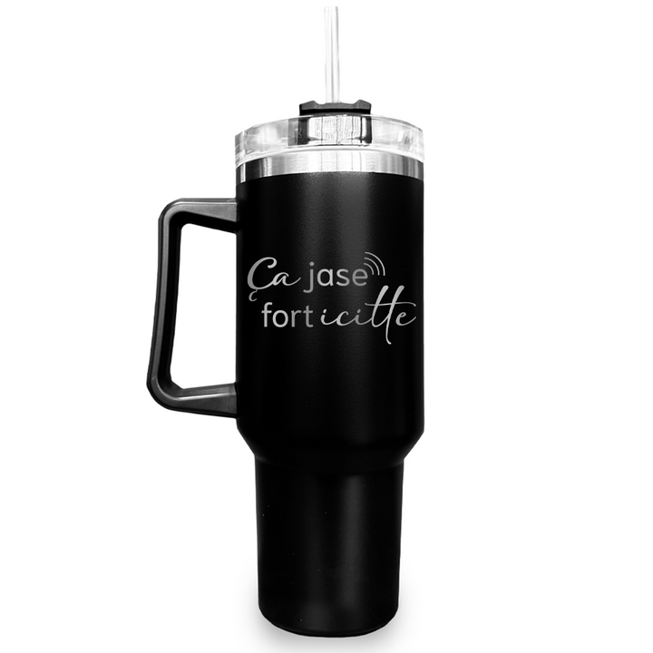 Verre gravé - Ça jase fort icitte