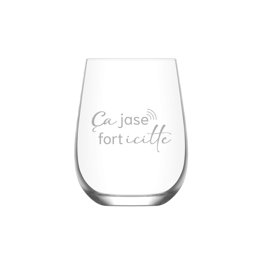 Verre gravé - Ça jase fort icitte
