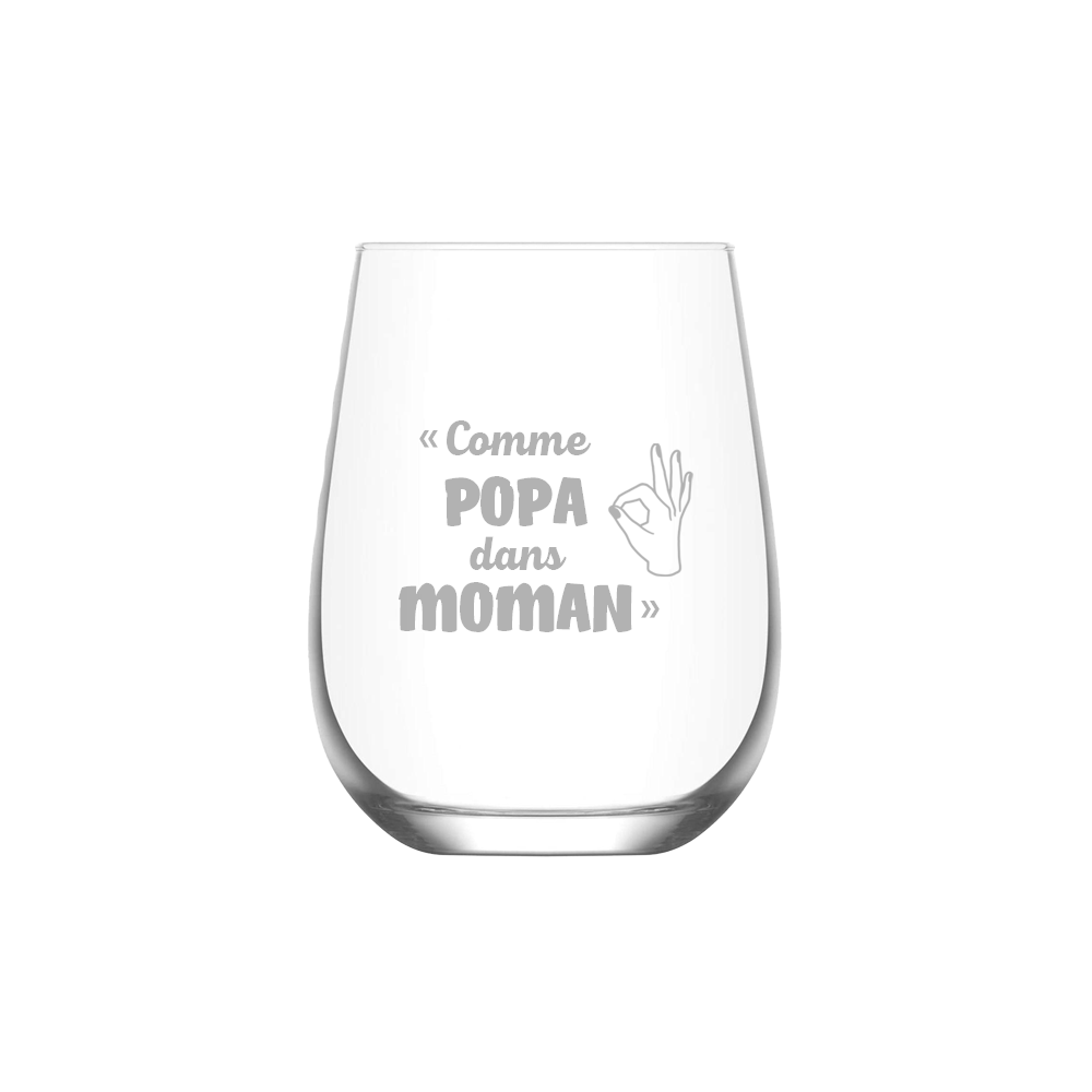 Verre gravé - Comme Popa dans Moman