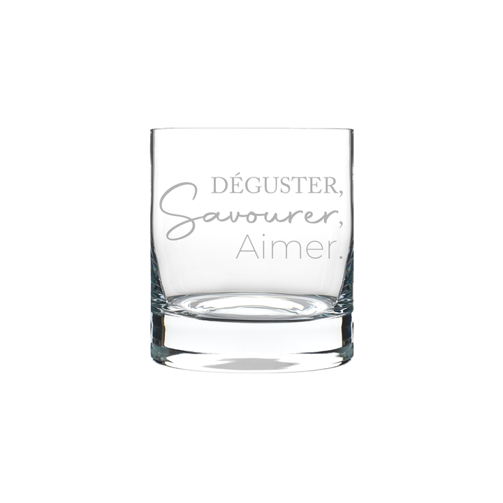 Verre gravé - Déguster, Savourer, Aimer