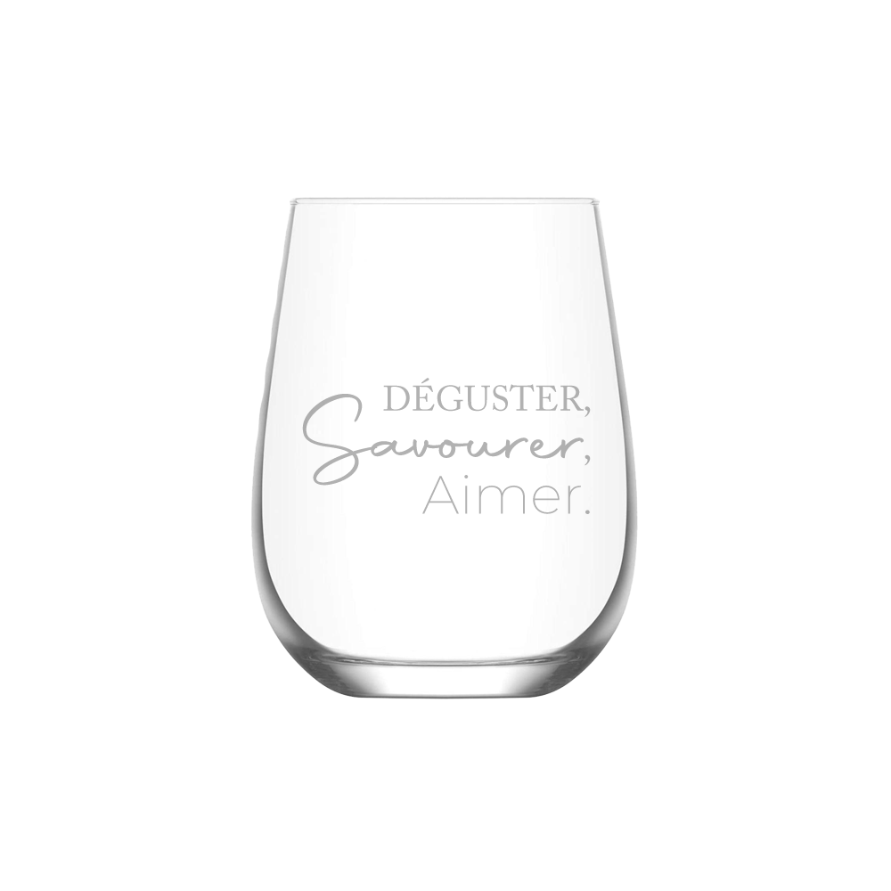 Verre gravé - Déguster, Savourer, Aimer
