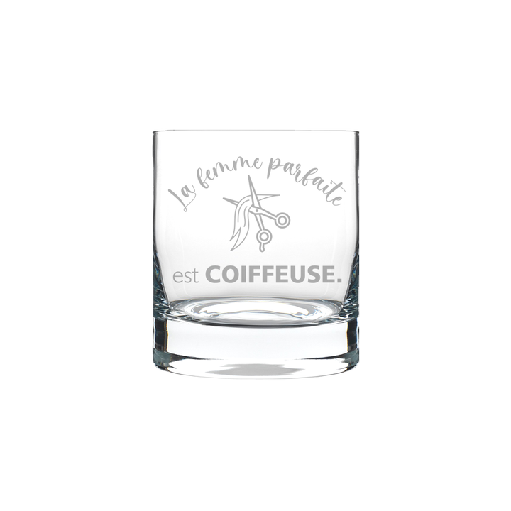 Verre gravé - La femme parfaite est coiffeuse