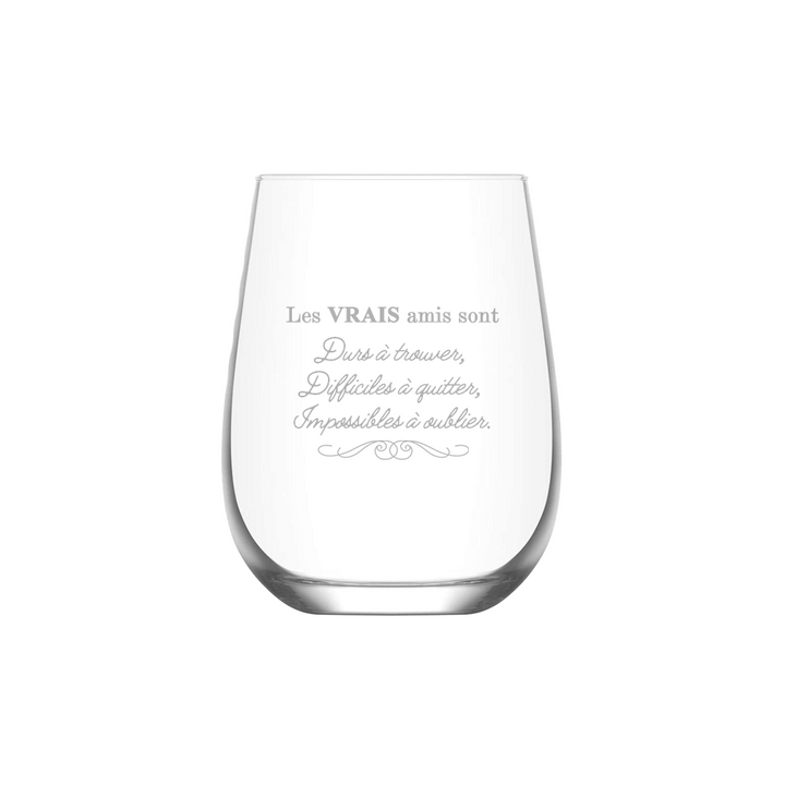 Verre gravé - Les vrais amis