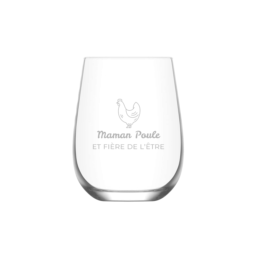 Verre gravé - Maman Poule
