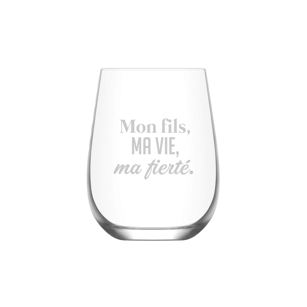 Verre gravé - Mon fils, ma vie