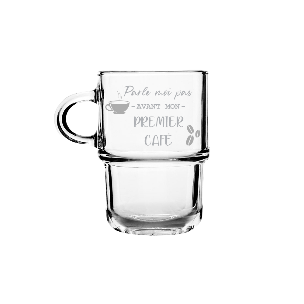 Verre isotherme gravé - Pas avant mon premier café