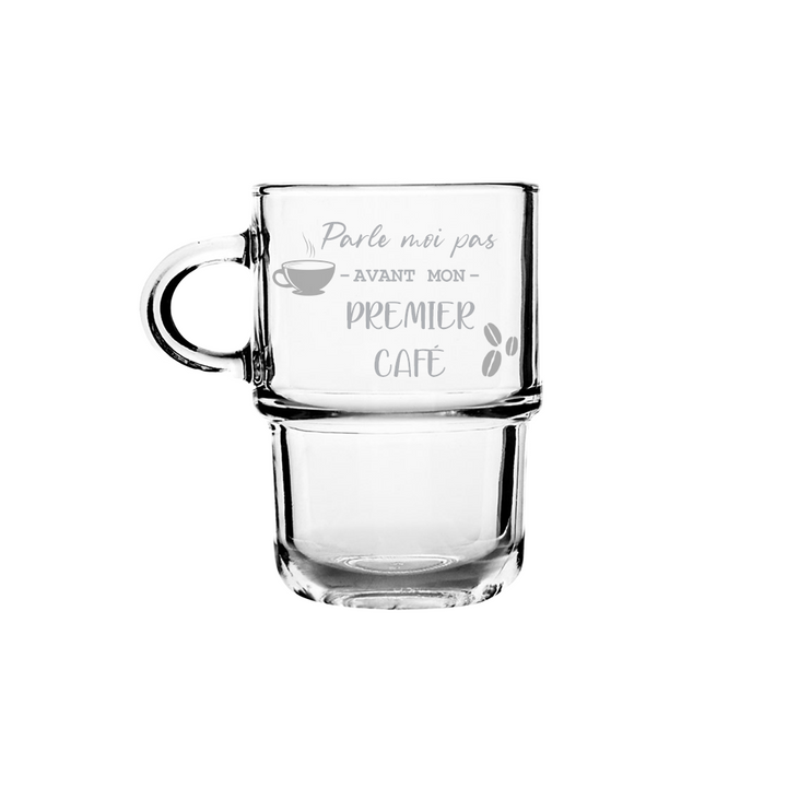 Verre isotherme gravé - Pas avant mon premier café