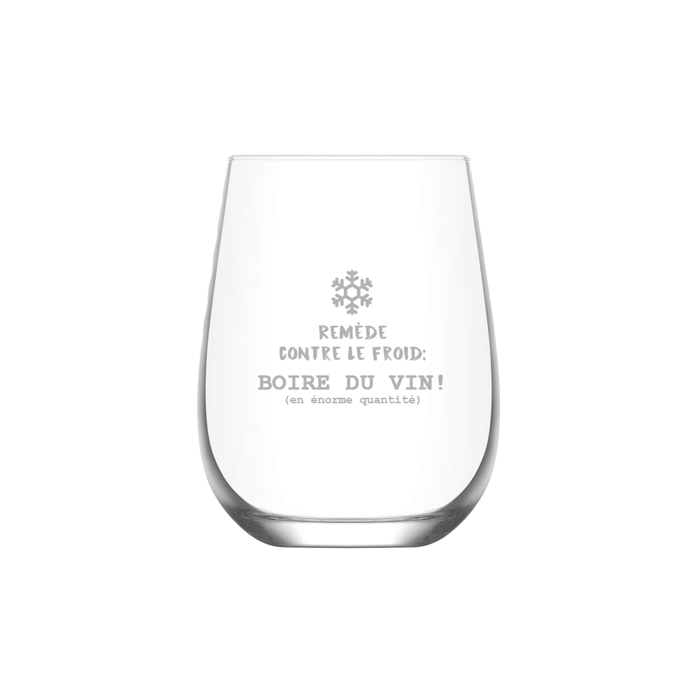 Verre à vin gravé - Remède contre le froid