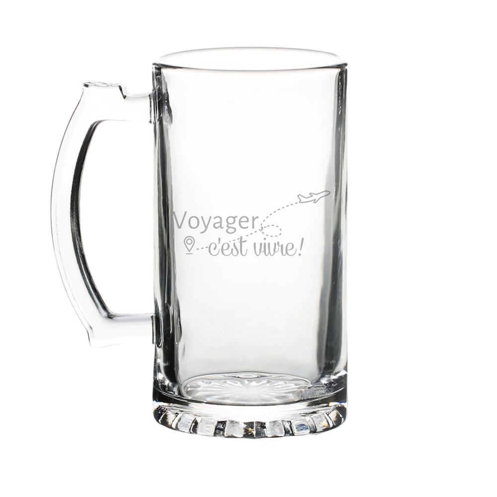 Verre gravé - Voyager, c'est vivre