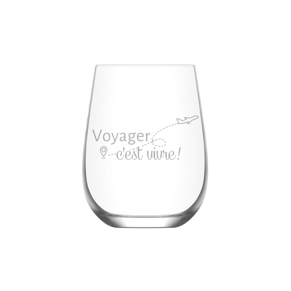 Verre gravé - Voyager, c'est vivre