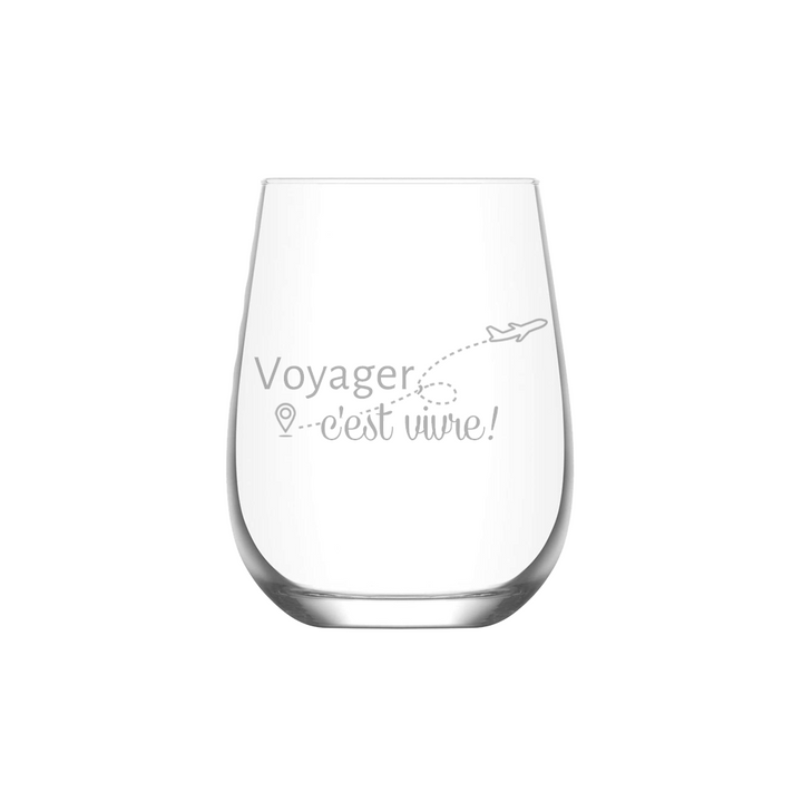 Verre gravé - Voyager, c'est vivre