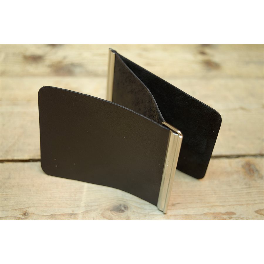 Porte-billets double avec pince (Cuir Noir)