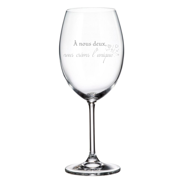 Verre gravé - À nous deux nous créons l'unique