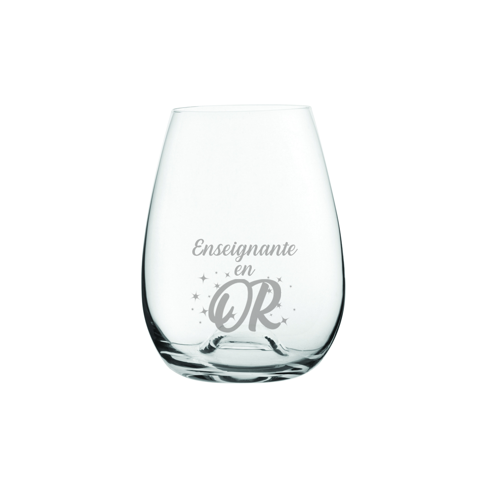 Verre gravé - Enseignante en OR