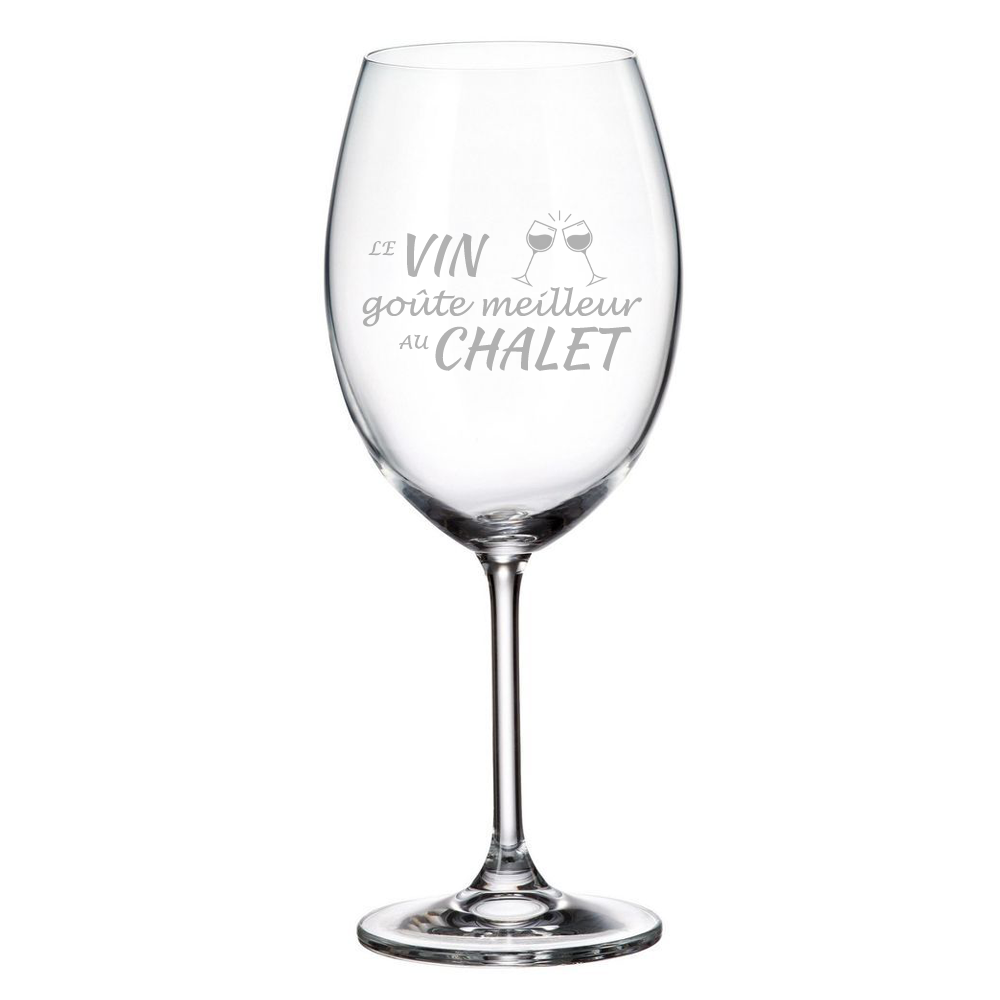 Verre gravé - Le vin goûte meilleur au chalet