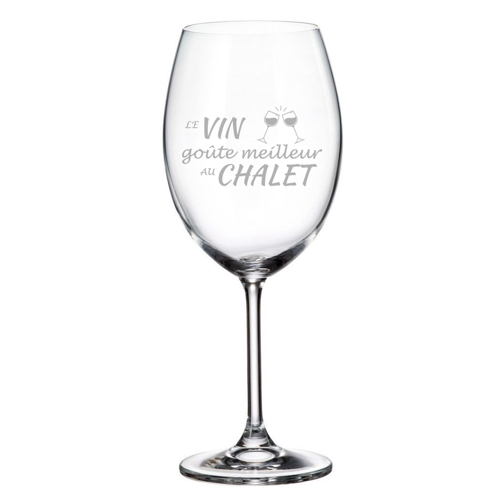 Verre gravé - Le vin goûte meilleur au chalet