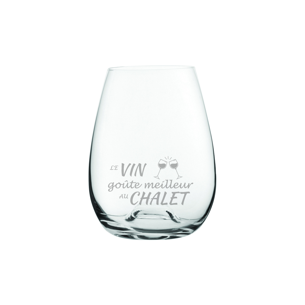 Verre gravé - Le vin goûte meilleur au chalet