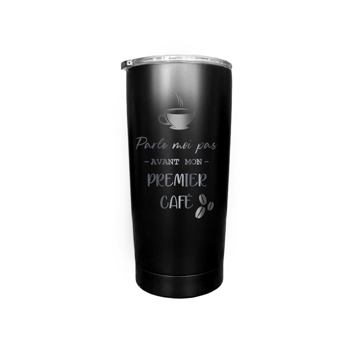 Verre isotherme gravé - Pas avant mon premier café
