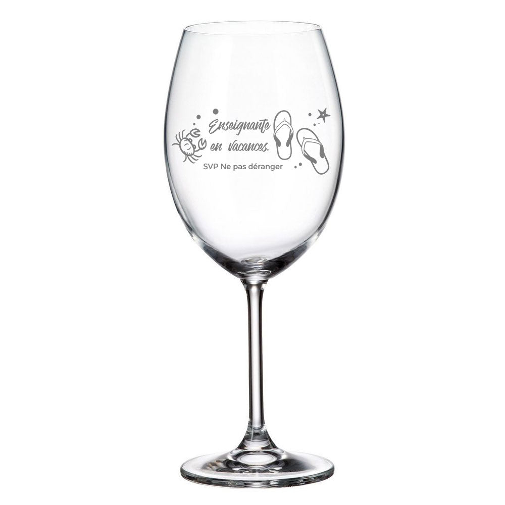 Verre gravé - Enseignante en vacances