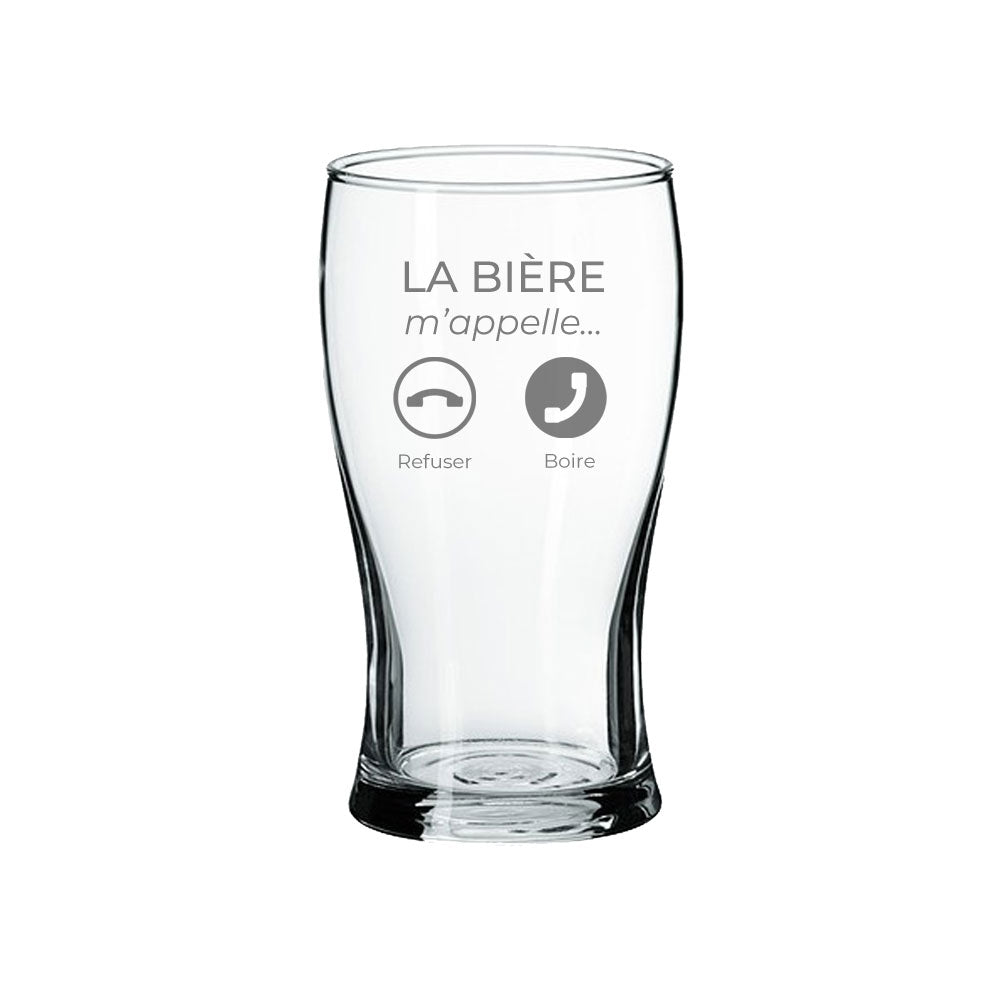 Verre à bière gravé - La bière m'appelle