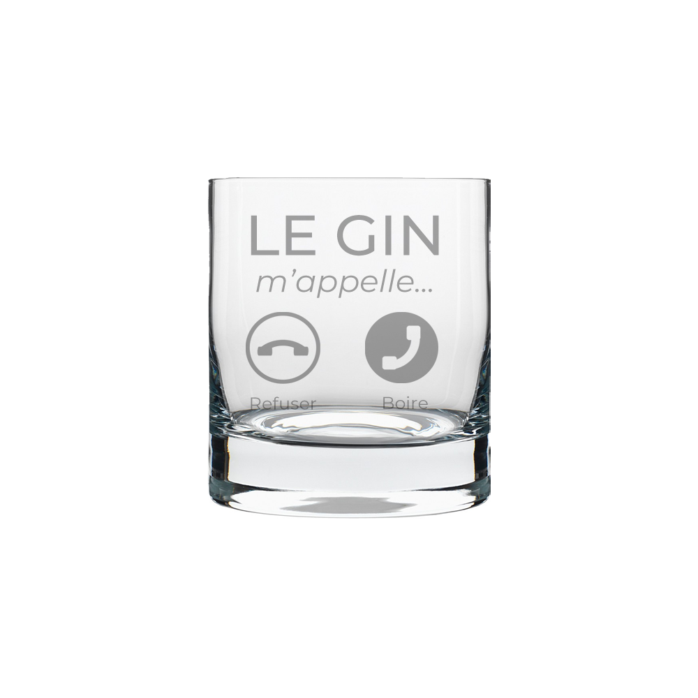 Verre old fashioned gravé - Le gin m'appelle