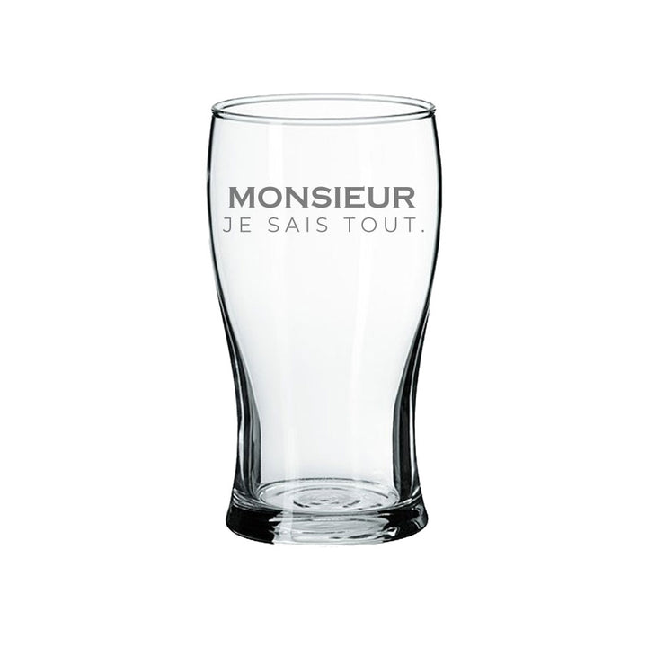 Verre gravé - Monsieur je sais tout